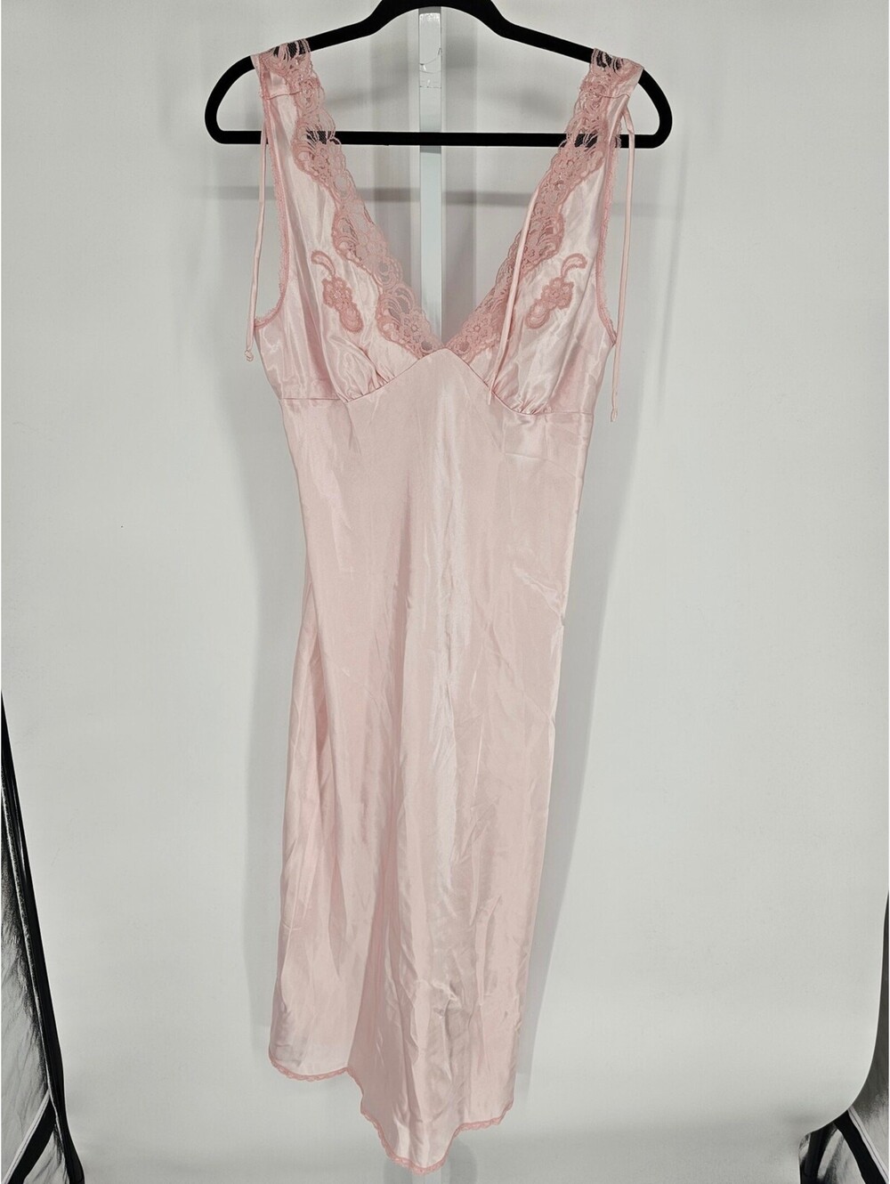 Expressions brand Y2K Grundge Pink Lace Trim Satin slip dress beautiful details